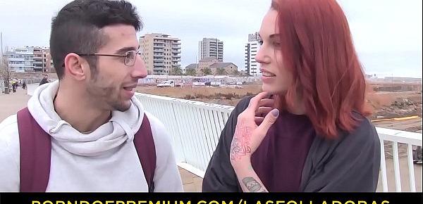  LAS FOLLADORAS - Spanish pornstars Max Cortés and Silvia Rubi take random guy for wild sex